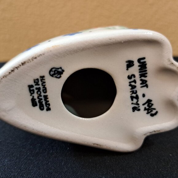 Polish Pottery  Unikat Polish Pottery Bunny Figurine By M. Starzyk 1968 - Picture 5 of 6